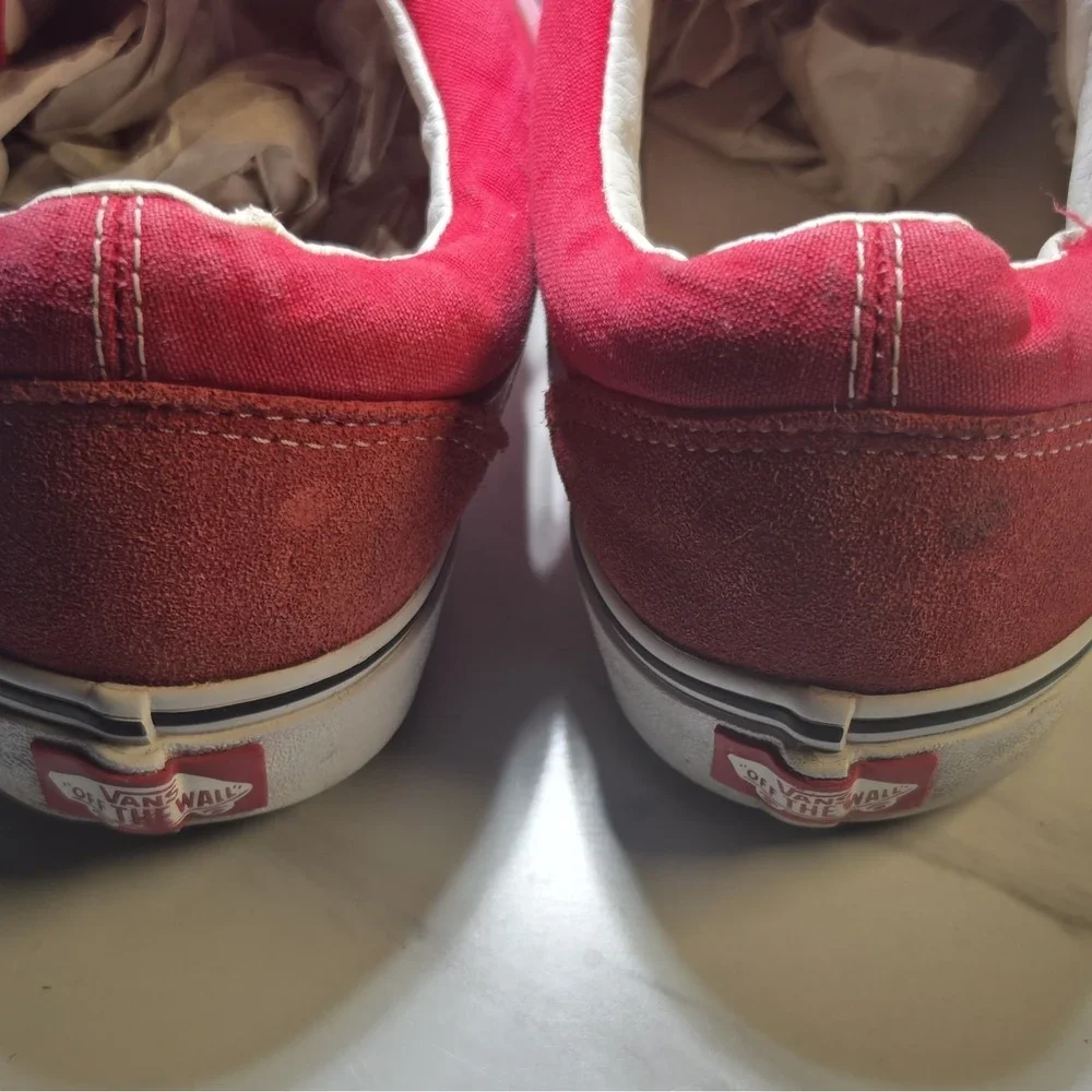 VANS Old Skool Red/White Canvas Low Top Lace Up Women's Casual Sneakers